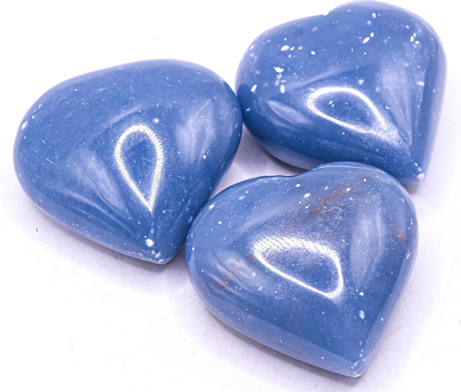 Blue Angelite Puffy Heart Natural Crystal Gemstone from Peru