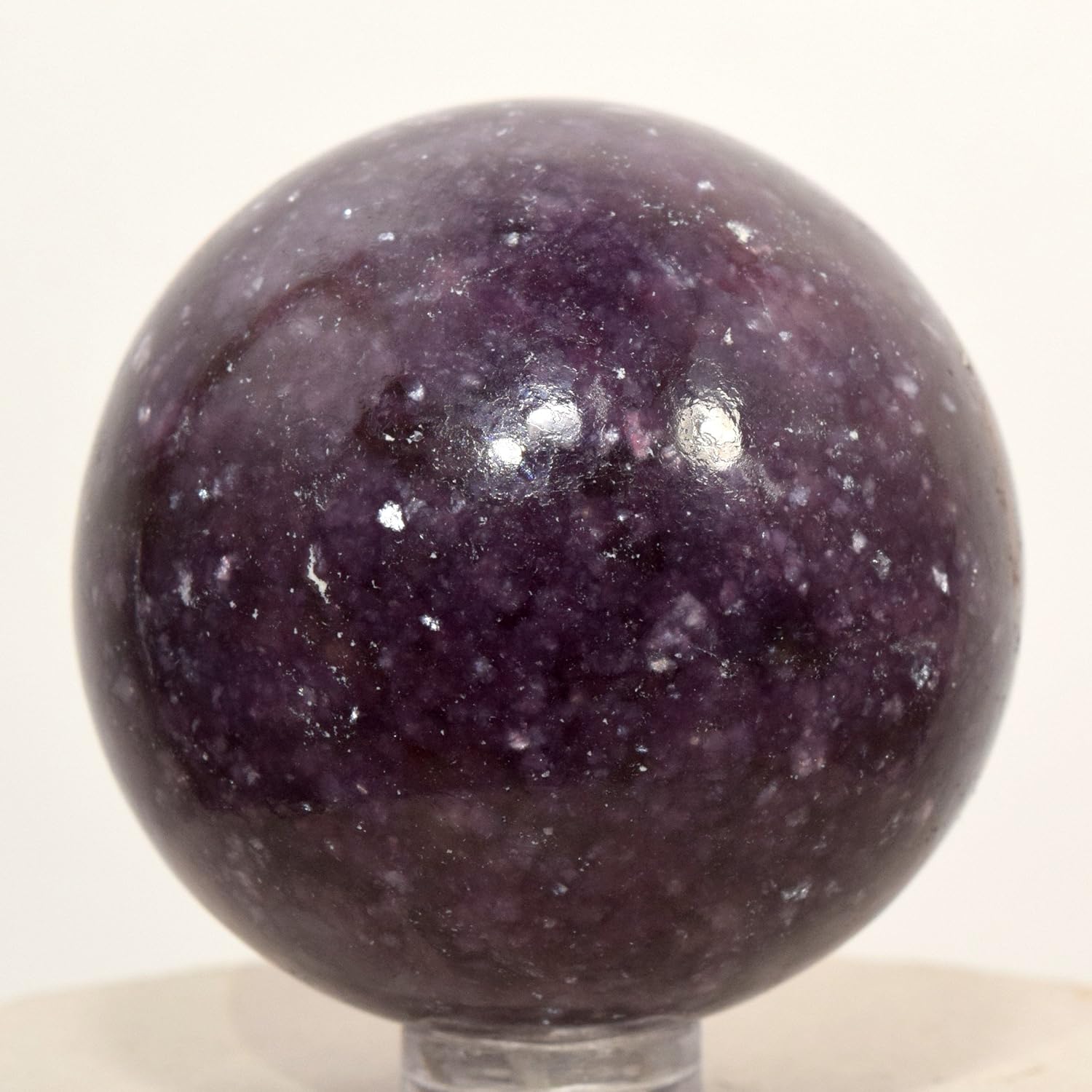 49mm Deep Purple Lepidolite Sphere with Plastic Stand