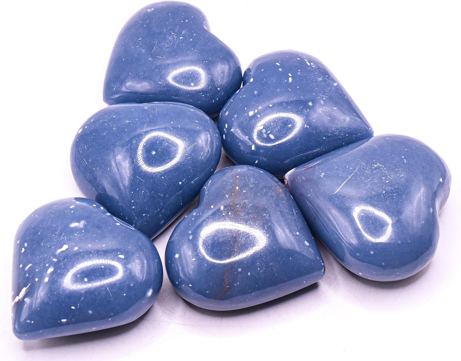 Blue Angelite Puffy Heart Natural Crystal Gemstone from Peru