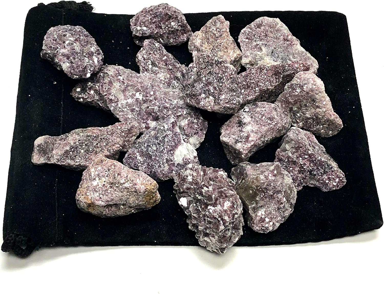 Rough Natural Lepidolite Stones with Velvet Bag - 1 Inch