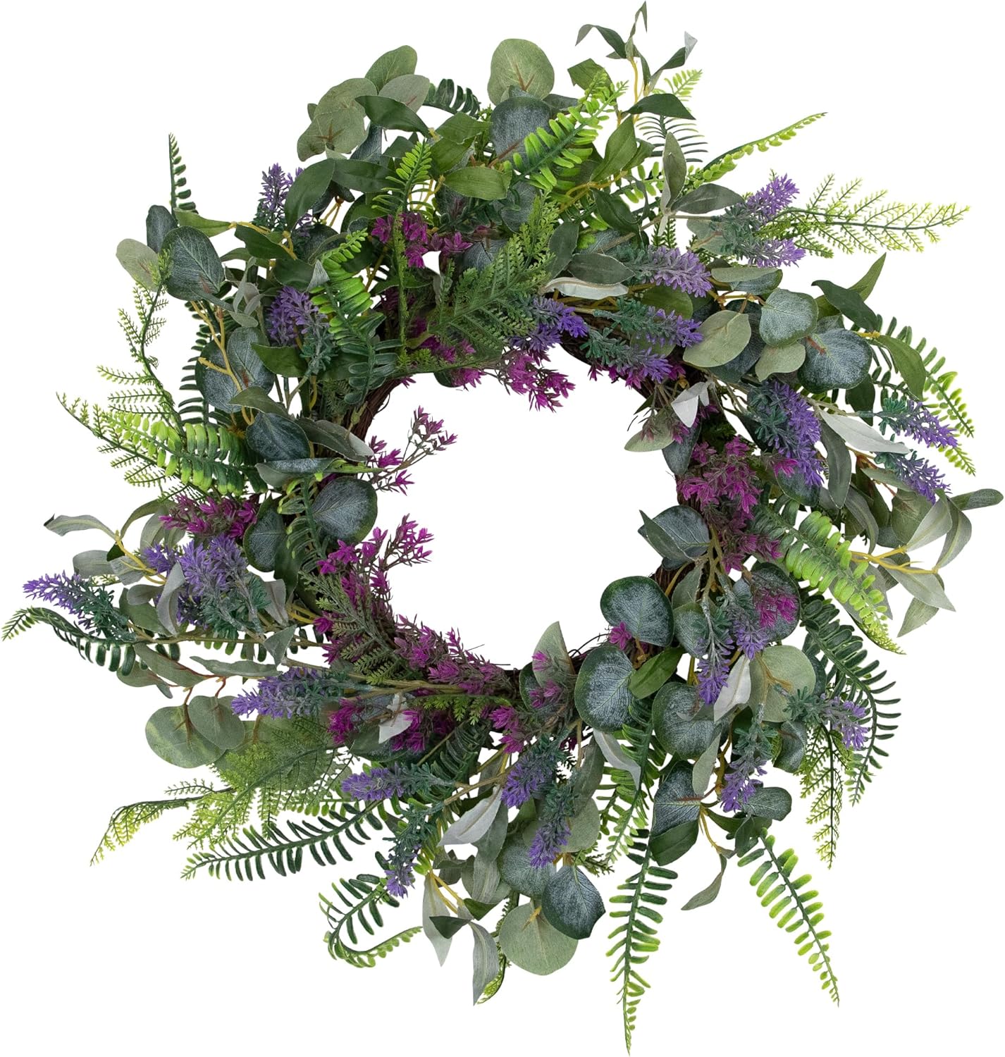 Northlight Lavender Mixed Foliage Artificial Wreath 22 Inch Purple Green