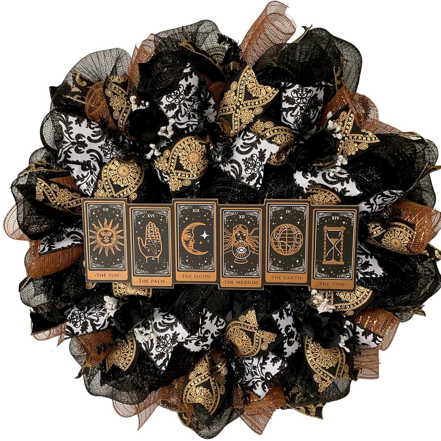 What A Mesh Tarot Card Halloween Wreath 24 or 28 Inch