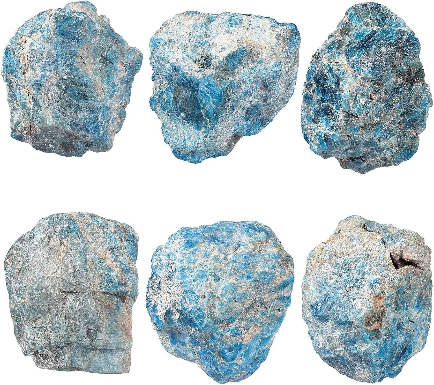 Natural Blue Apatite Raw Stone with Stainless Stand Decor Display