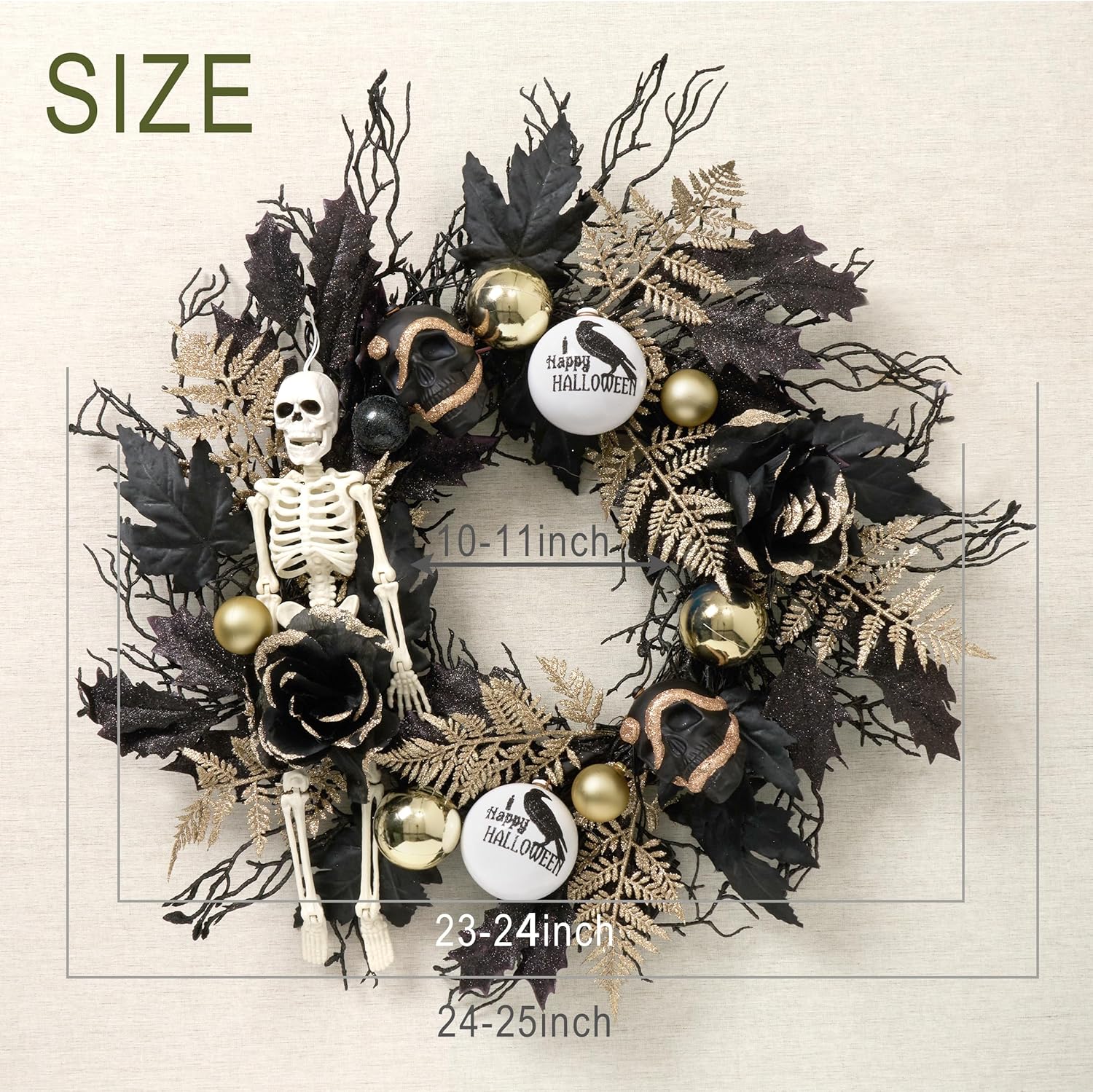 DecorbyHannah Collapsible Halloween Door Wreath with LED Light