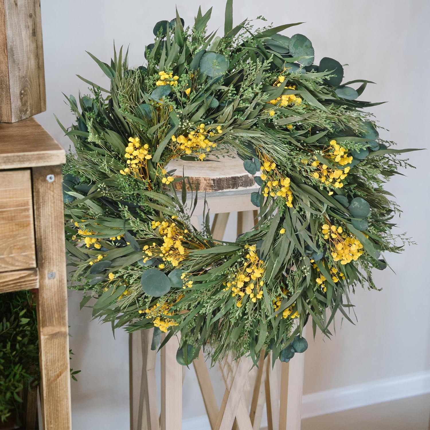 Handmade Dried Flower Wreath 24 Inch for Front Door Entryway