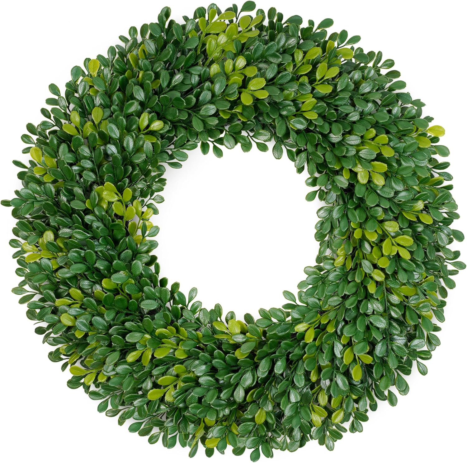 Vlorart 20 Inch Artificial Boxwood Wreath for Front Door