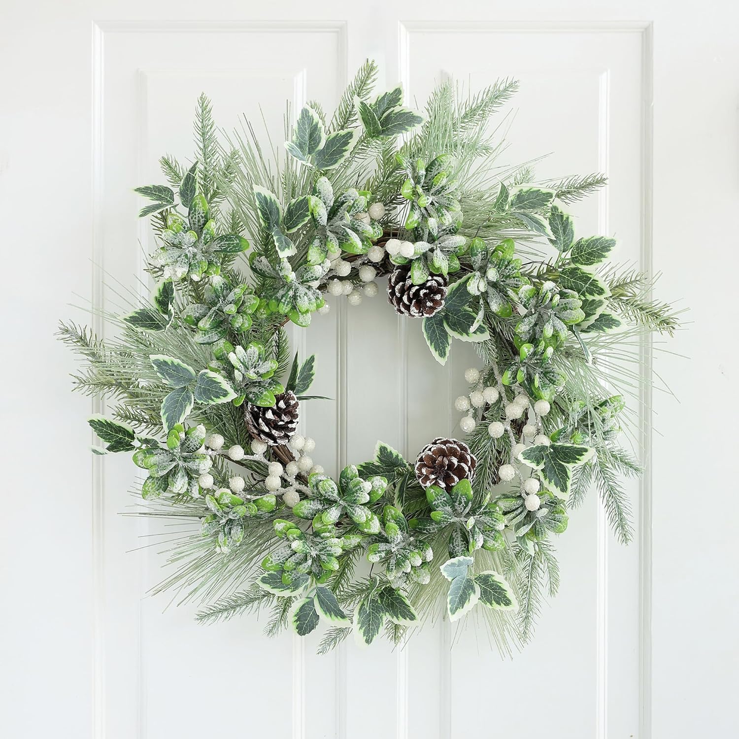 Winter Christmas Wreath for Front Door 20 Inches