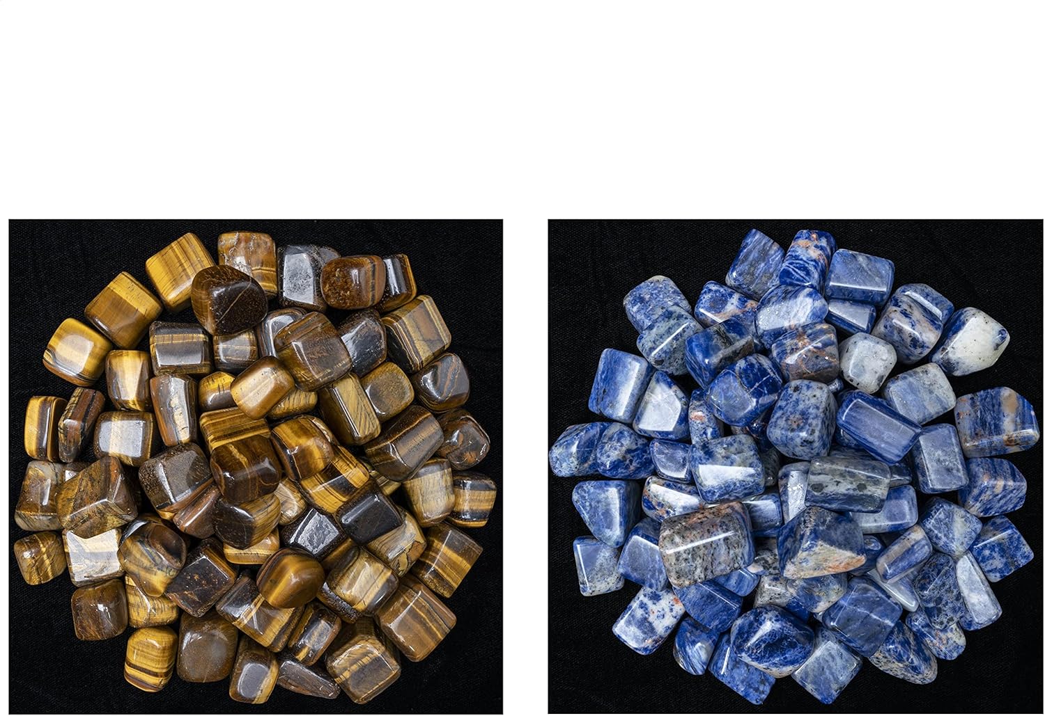 ZAICUS Tiger Eye and Sodalite Tumbled Stones 1lb for Vase and Jewelry