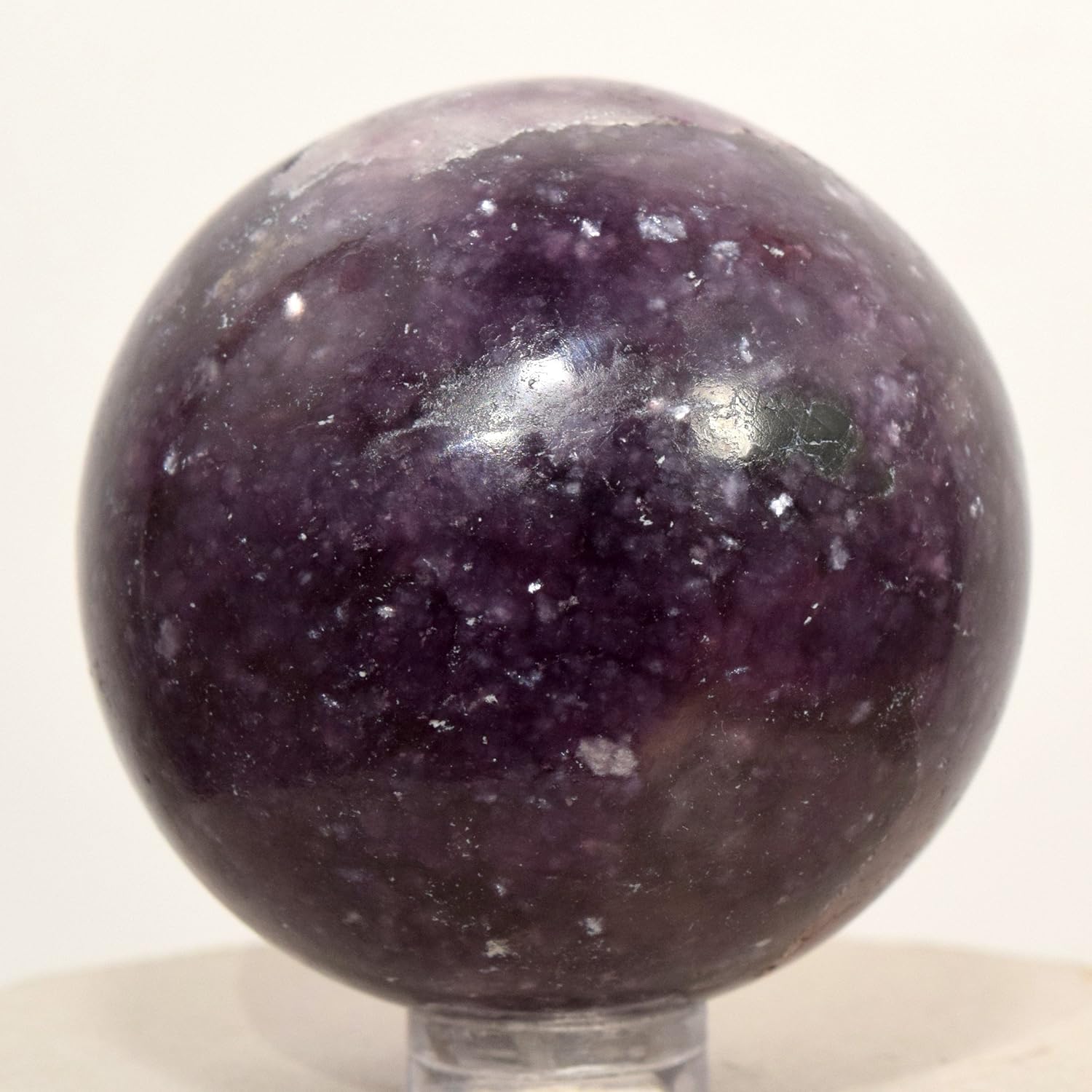 49mm Deep Purple Lepidolite Sphere with Plastic Stand