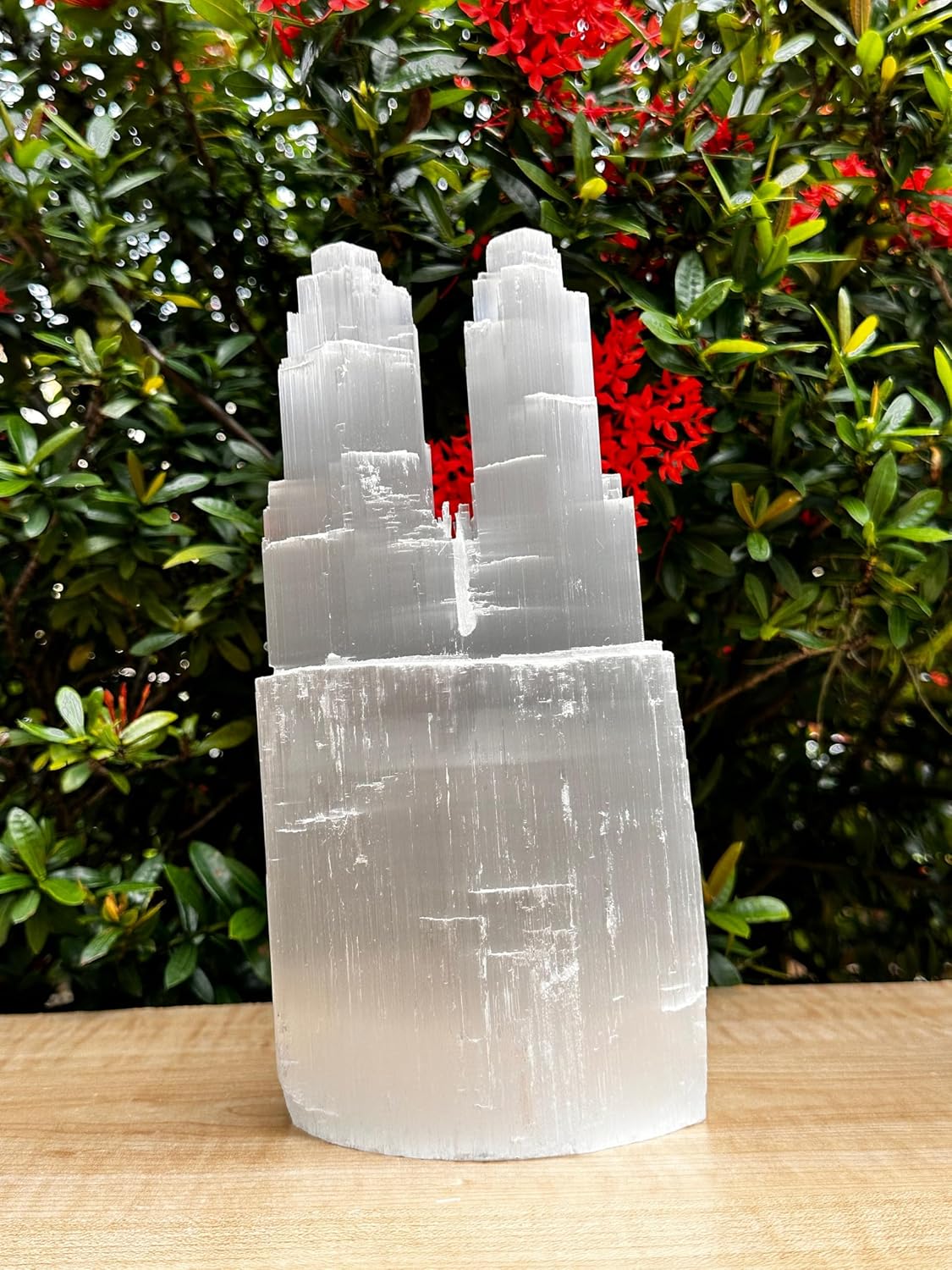Gaf Treasures Selenite Twin Skyscraper Lamp