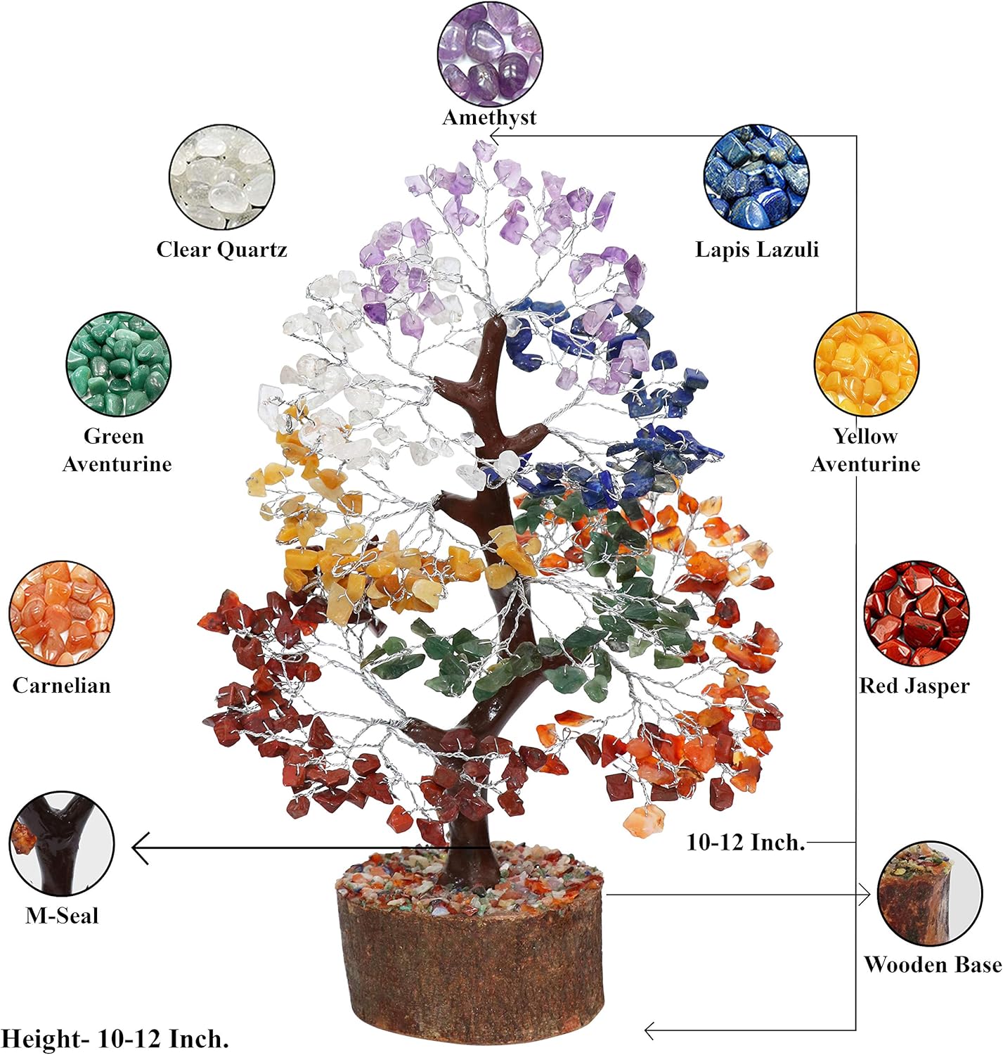 Crocon Seven Chakra Gemstone Tree Feng Shui Figurine 1