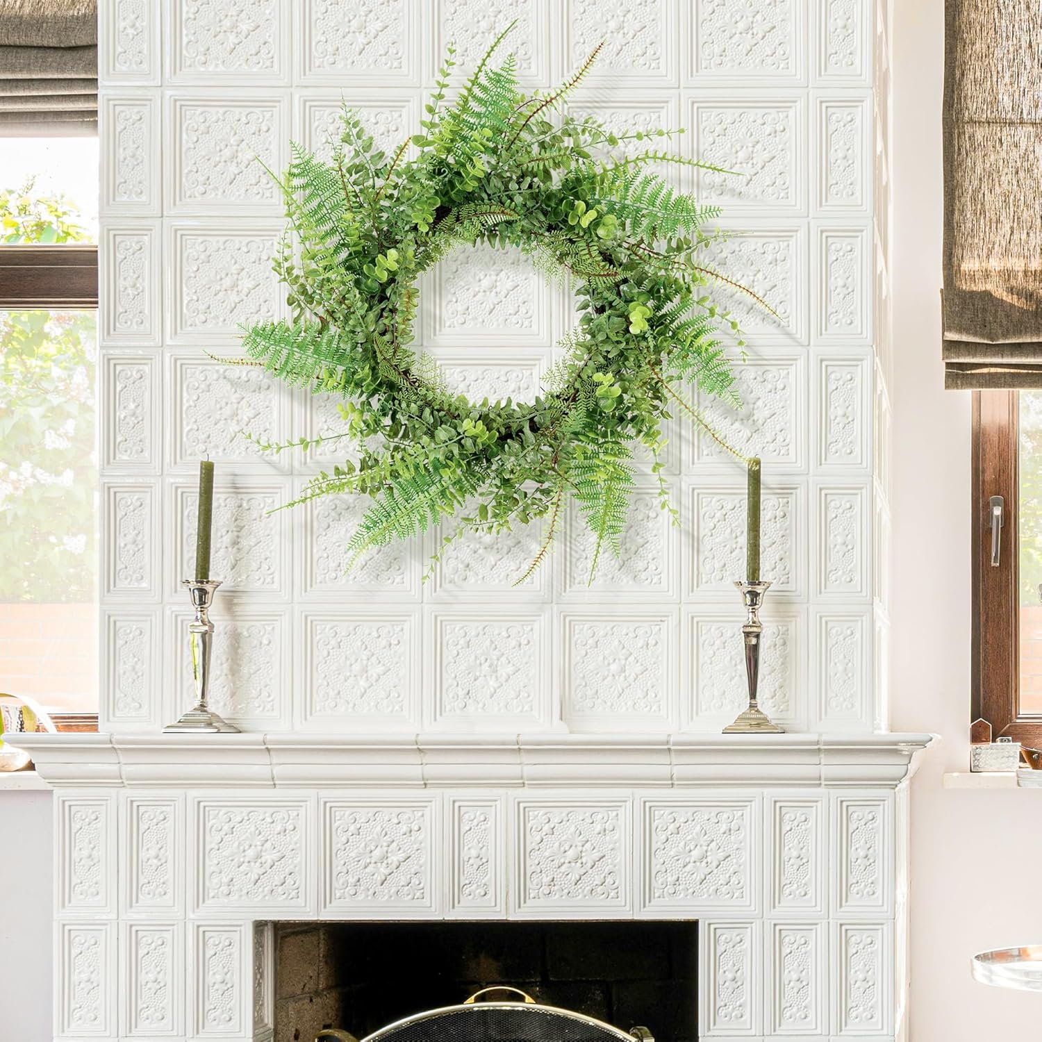 Handmade 26 Inch Fern Wreath for Front Door