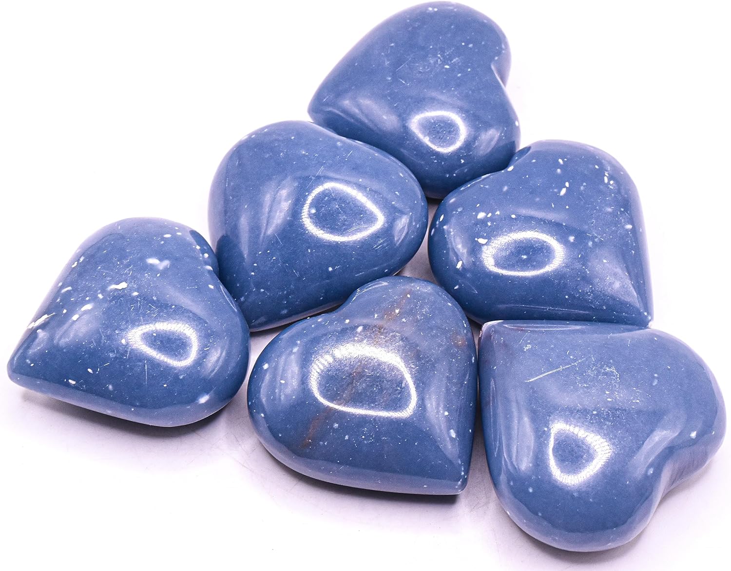 Blue Angelite Puffy Heart Natural Crystal Gemstone from Peru