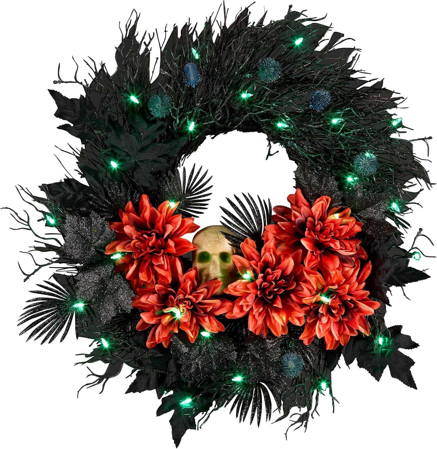 National Tree Company 24 Inch Halloween Wreath with LED Lights