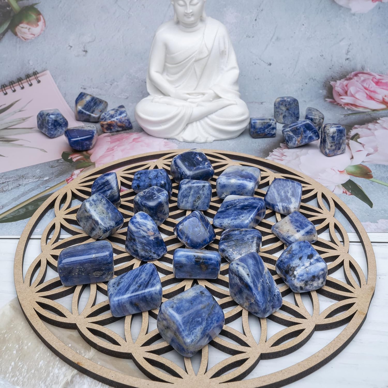 ZAICUS Tiger Eye and Sodalite Tumbled Stones 1lb for Vase and Jewelry