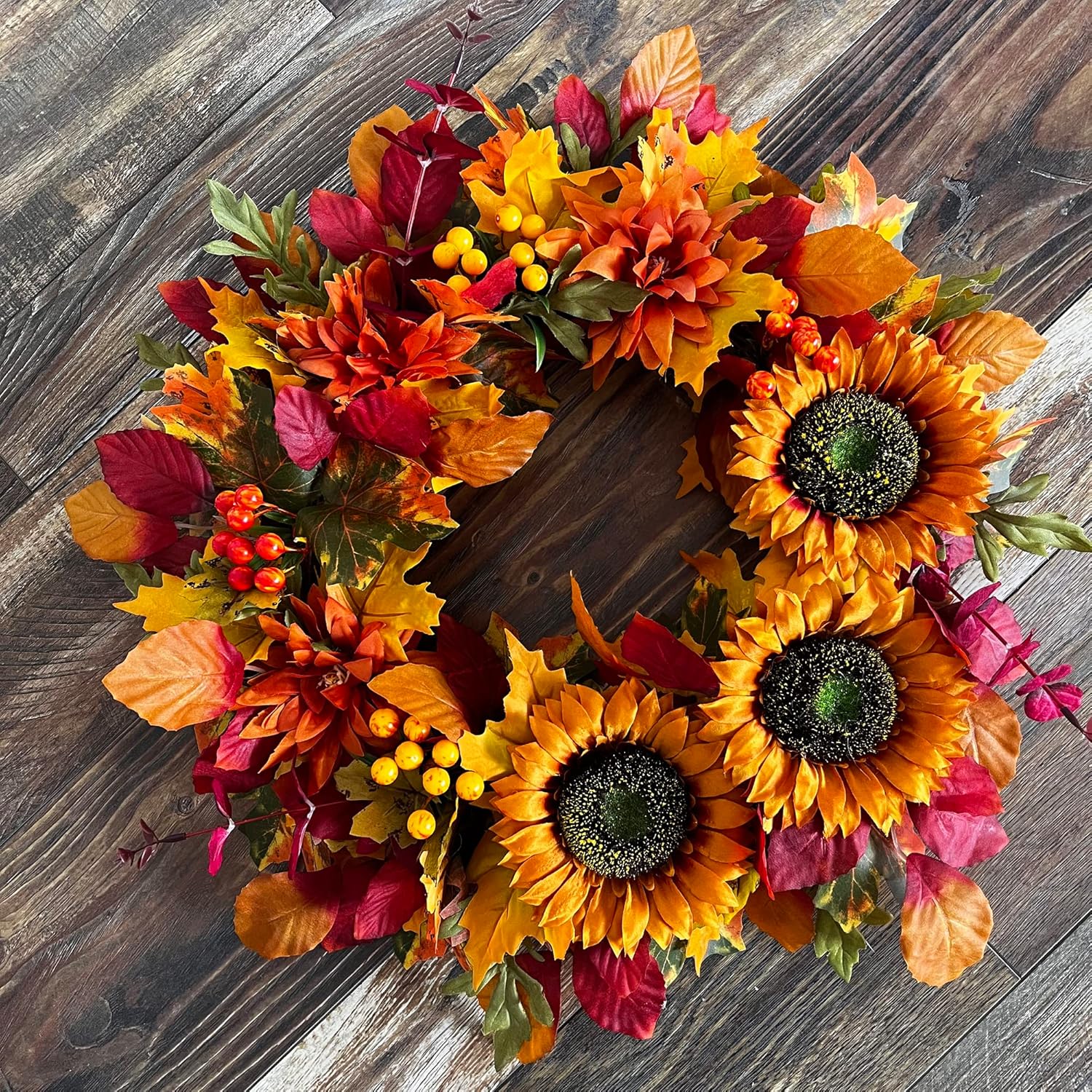 20 Inch Sunflower Wreath Fall Door Decor