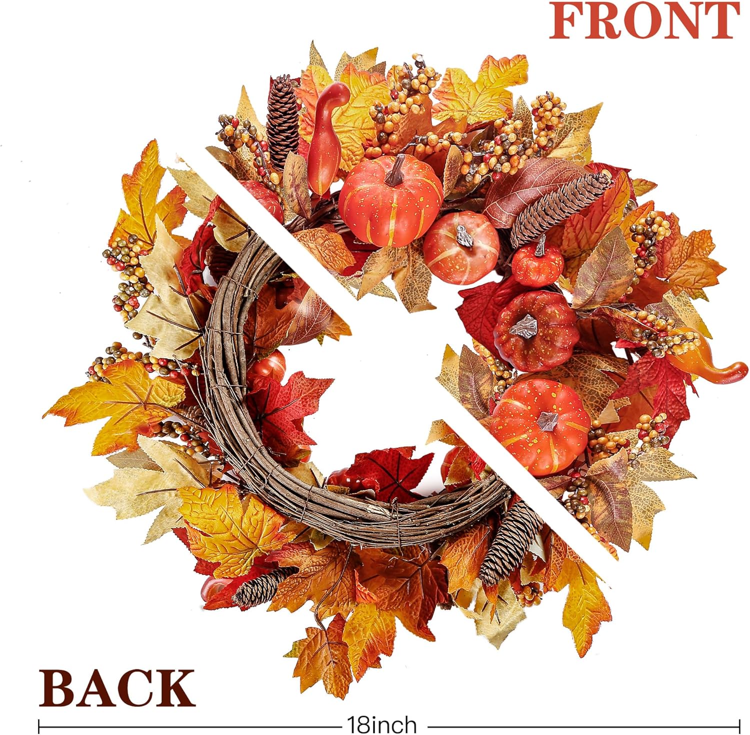 Sggvecsy 18 In Artificial Fall Wreath