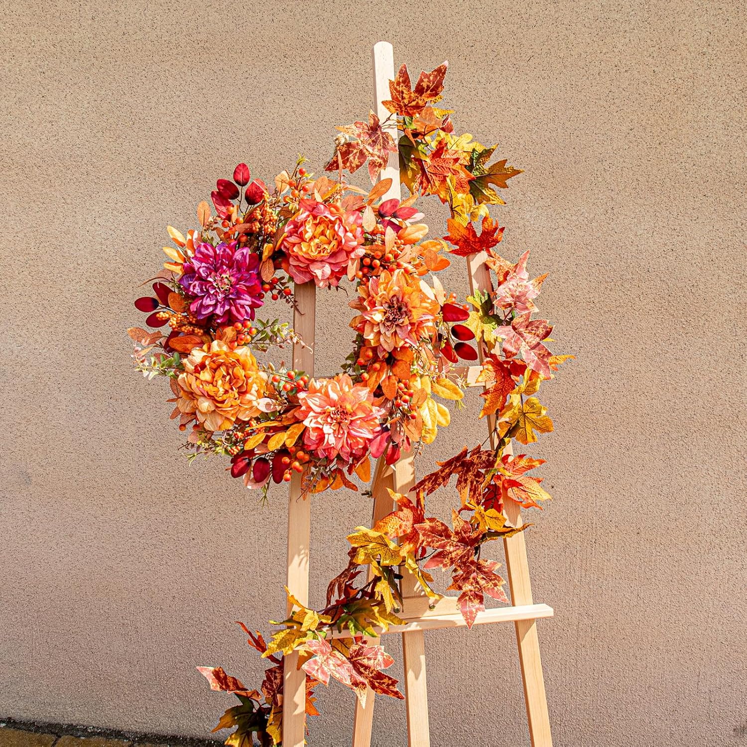 VioletEverGarden 22 Inch Autumn Wreath with 5 Colors