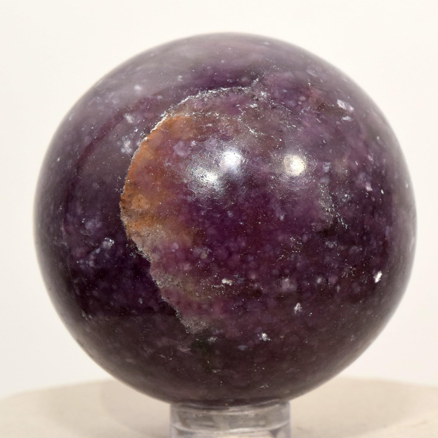 49mm Deep Purple Lepidolite Sphere with Plastic Stand