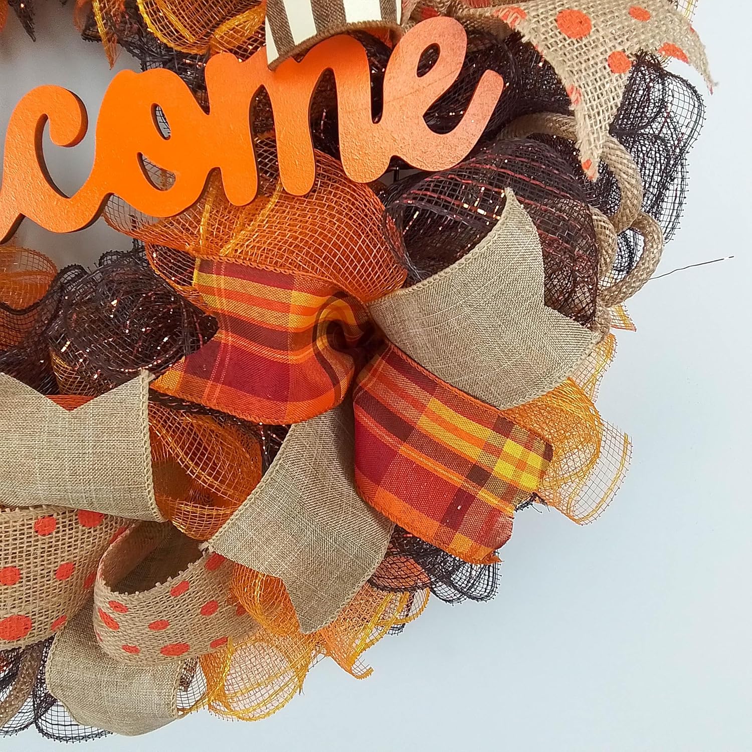 Fall Wreath Front Door Decor Orange Welcome Wreath
