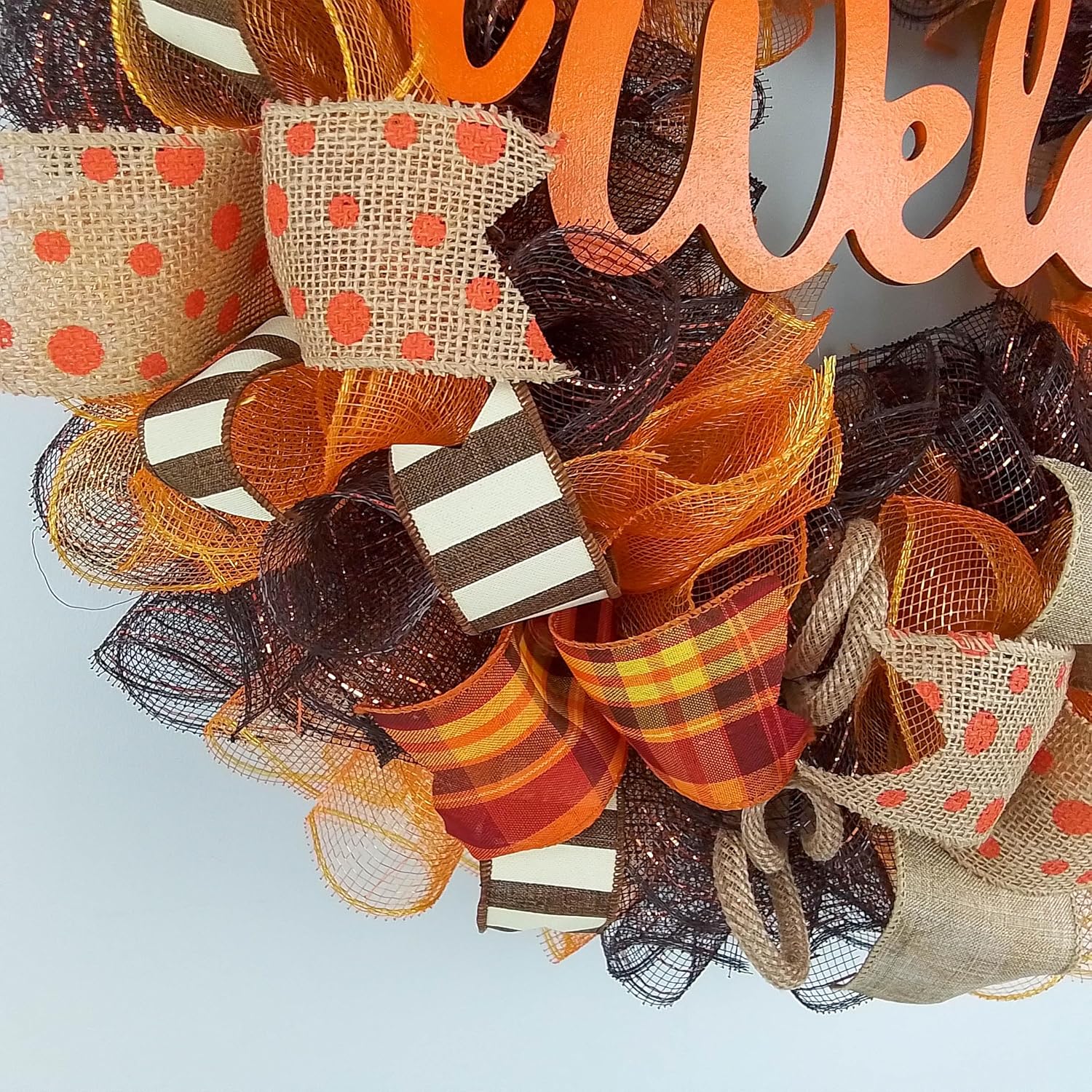 Fall Wreath Front Door Decor Orange Welcome Wreath