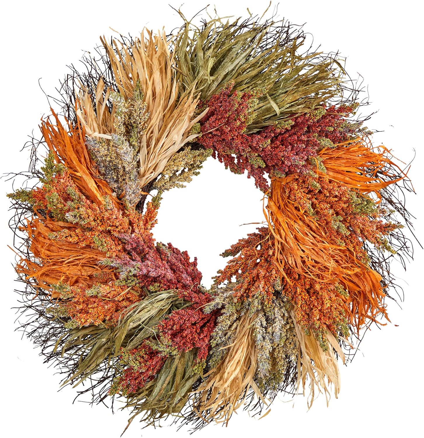 Nearly Natural 26-Inch Fall Sorghum Artificial Wreath