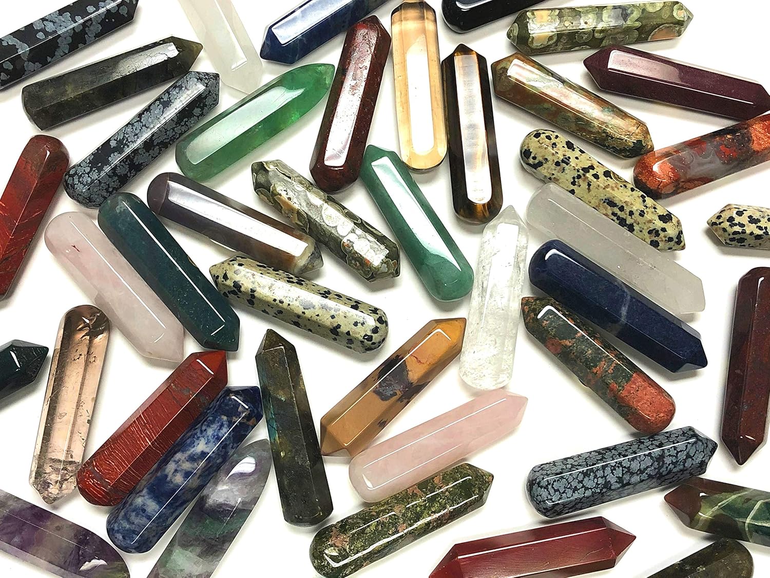 60MM Natural Gemstone Crystal 2 Wand with Velvet Pouch
