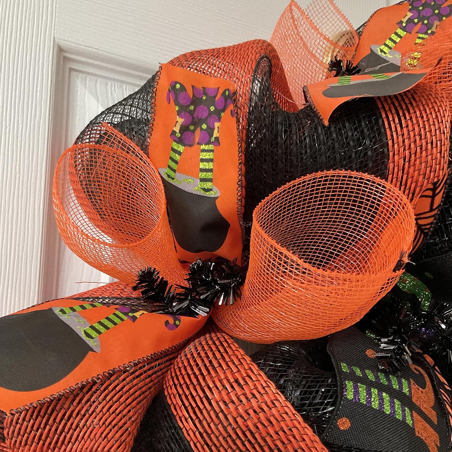 Double Double Toil and Trouble Witch Halloween Mesh Wreath