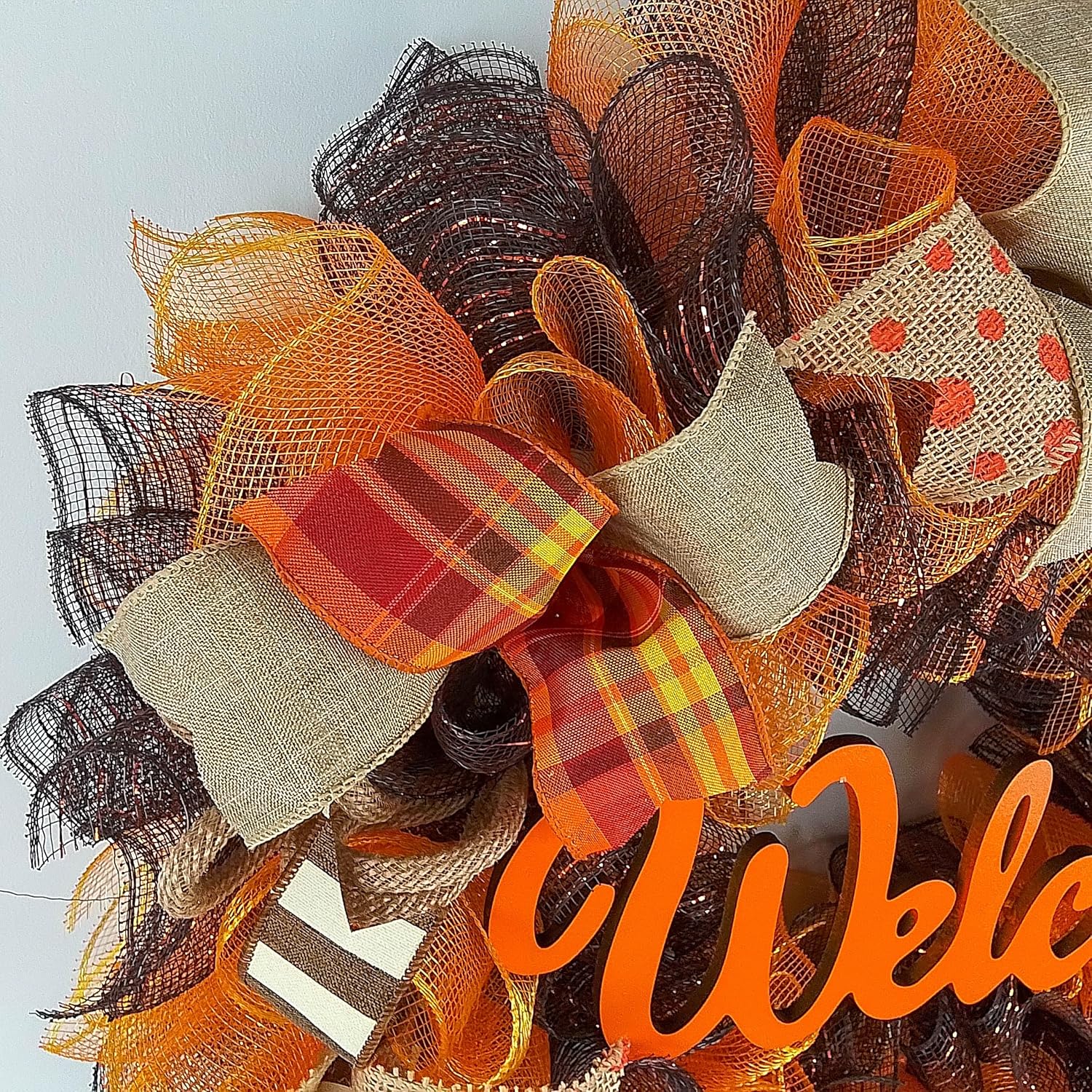 Fall Wreath Front Door Decor Orange Welcome Wreath