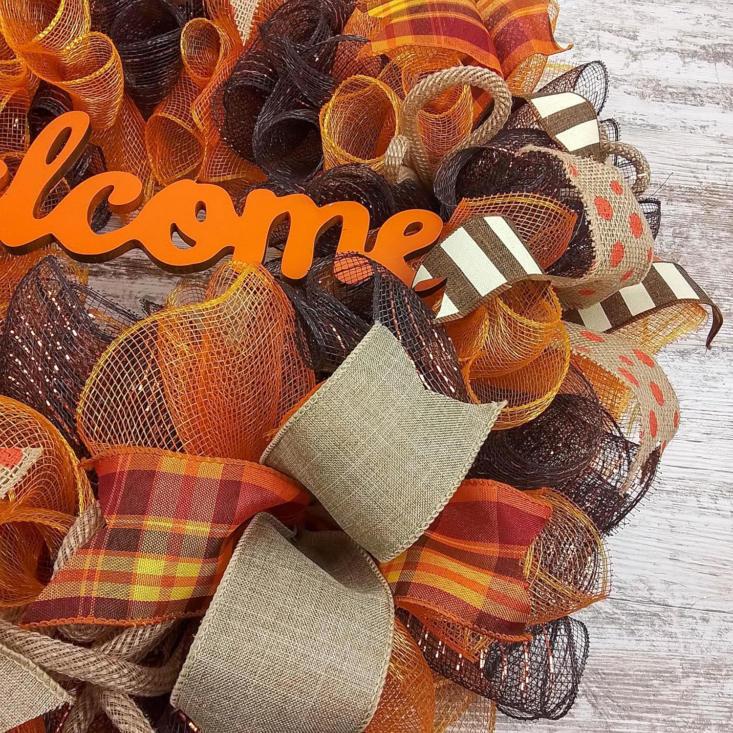 Fall Wreath Front Door Decor Orange Welcome Wreath