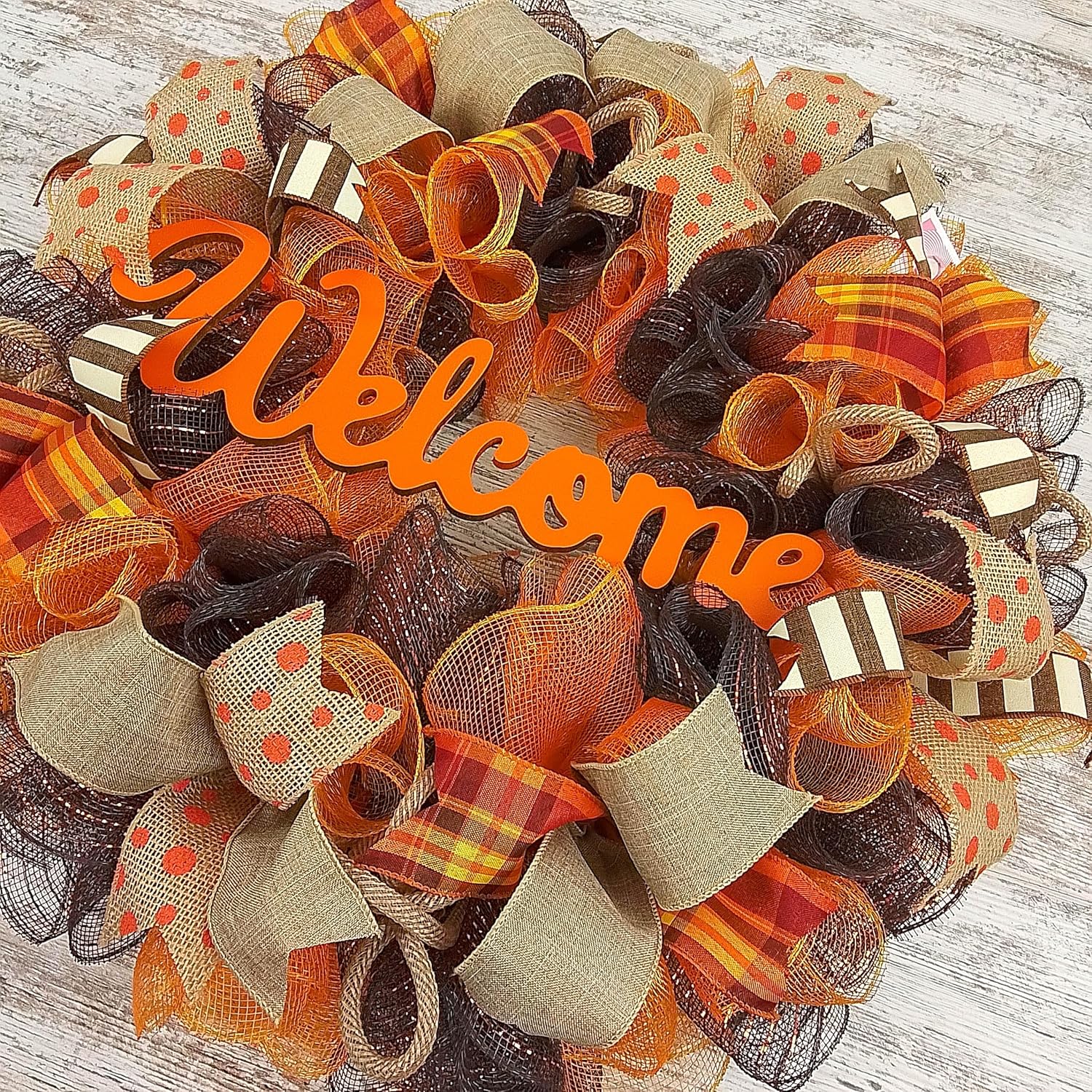 Fall Wreath Front Door Decor Orange Welcome Wreath